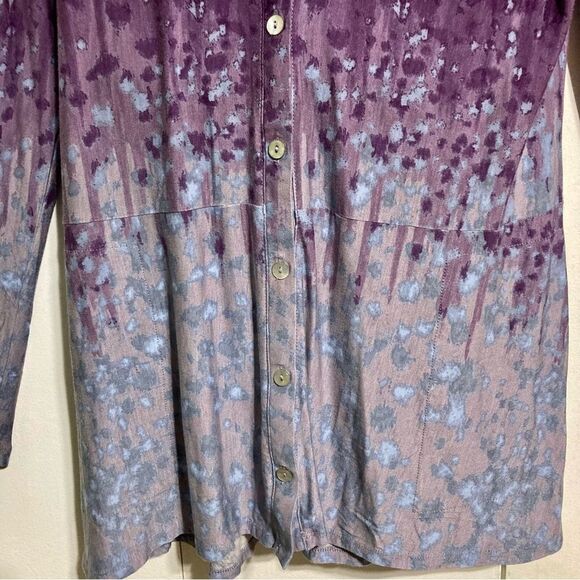 Lori Goldstein LOGO Ombre Button Front Long Sleeve Cardigan Purple Womens Small - Picture 8 of 14